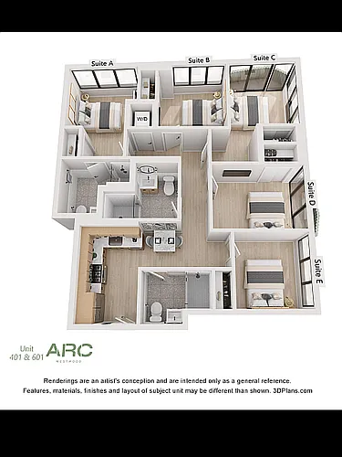 Floor plan Furnished Suite 1 with Private Balcony