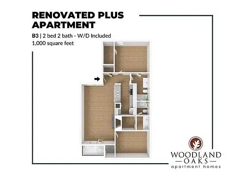 Floor plan 2 Bedroom 2 Bathroom (B3)