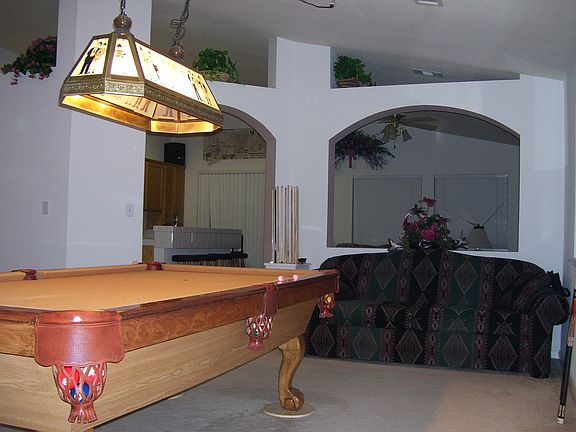 roomy living room ( pool table stays! )