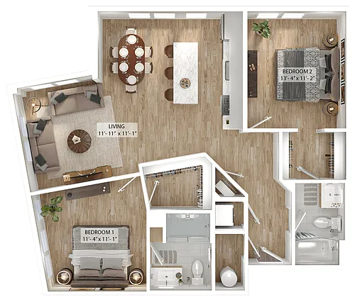 Floor plan 2 Bed/2 Bath-B6