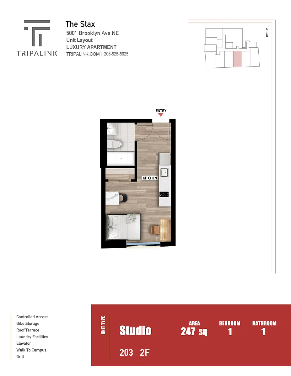 Floor plan Studio - 247 sqft