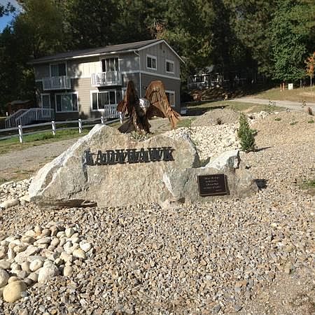 Welcome to Ladyhawk. The townhome for rent is on the right half of the building.