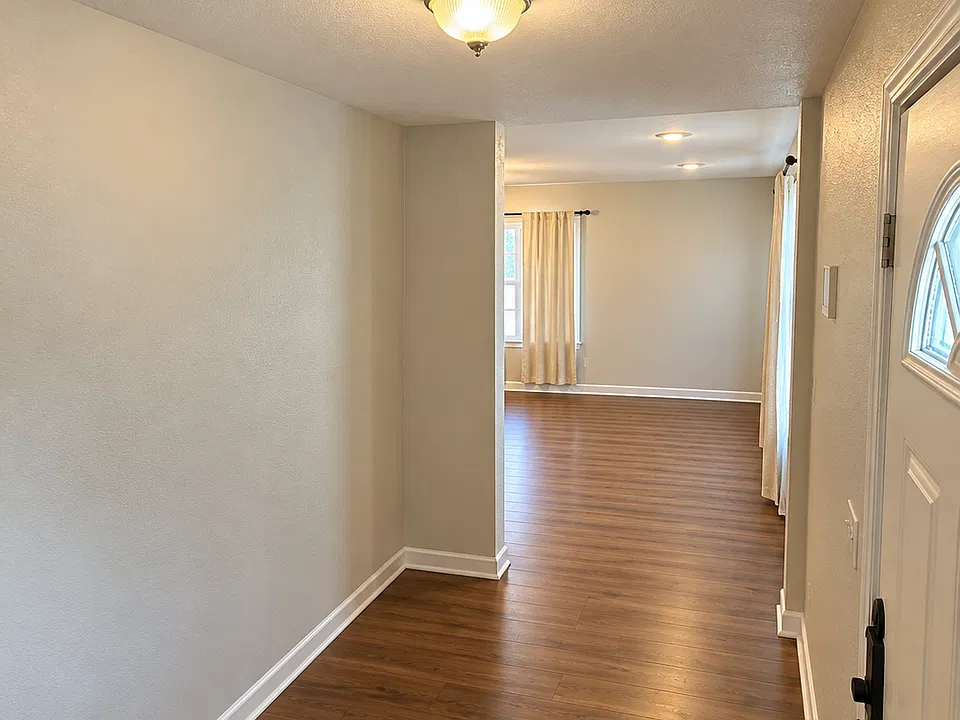 View from front closet into living space