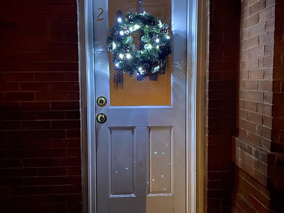 Door with wreath
