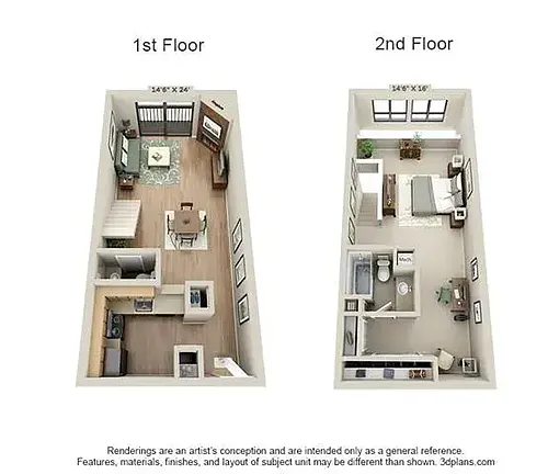 Floor plan 1 Bed 1.5 Bath A