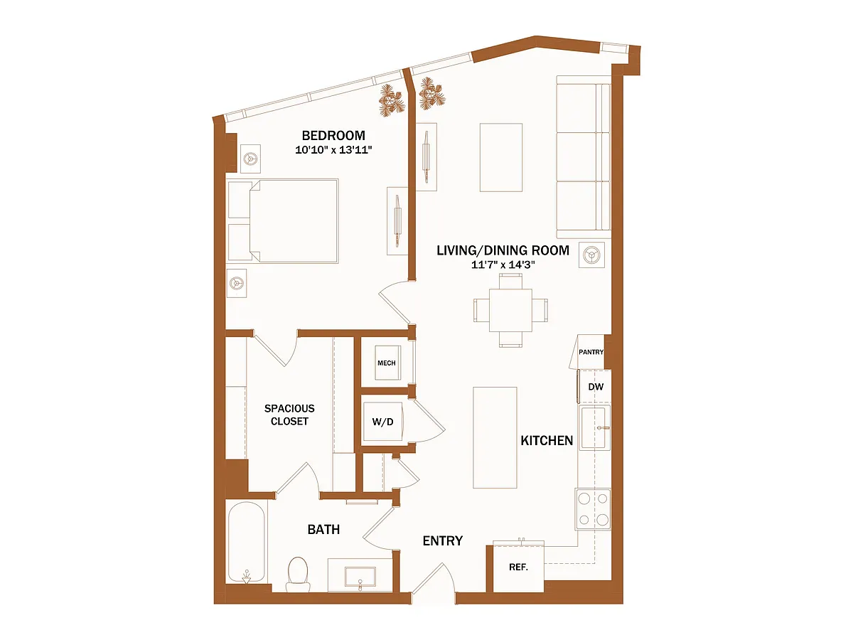 Floor plan B12 - 1 Bed | 1 Bath