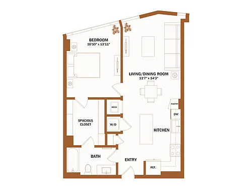 Floor plan B12 - 1 Bed | 1 Bath