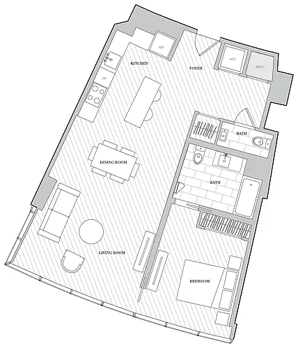 Floor plan 1 Bed 1 5 Bath B1 5F