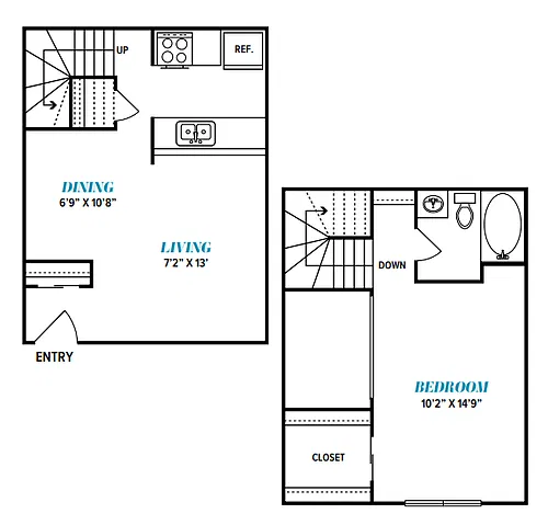 Floor plan A12 One Bed, One Bath