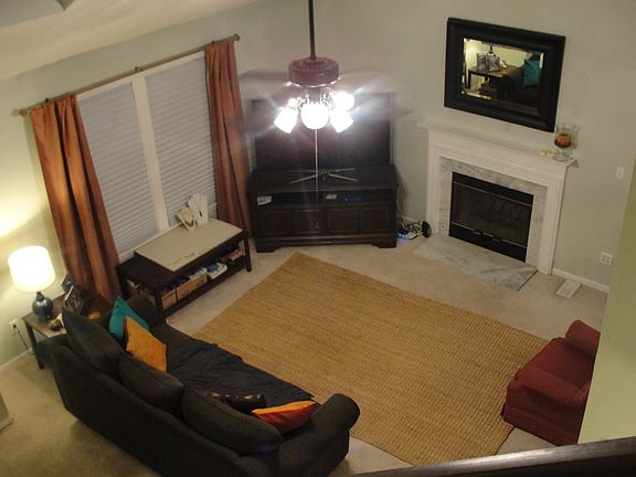 family room from top of stairs to second level