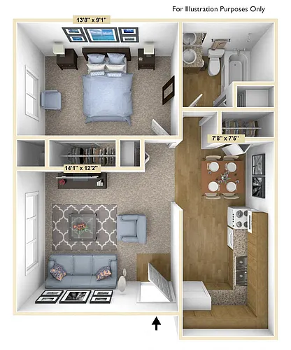 Floor plan One Bedroom Barrier-Free