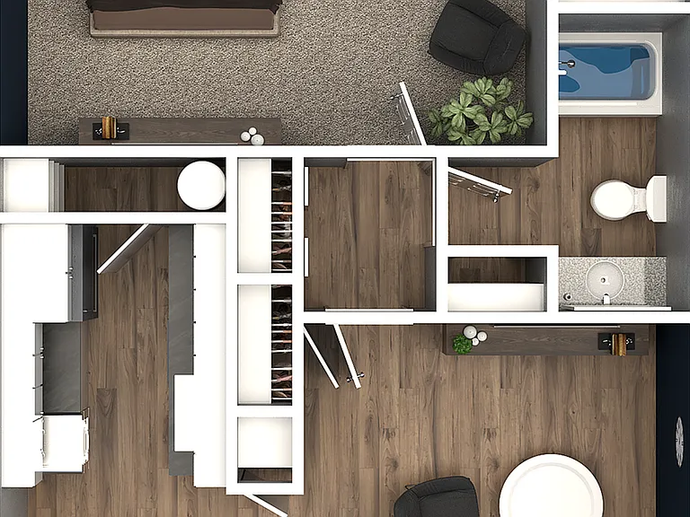 1 Bedroom 1 Bathroom Floorplan 1 Bedroom 1 Bathroom Floorplan