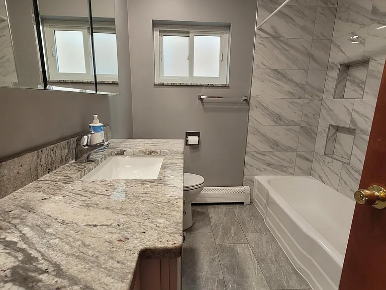 Updated bathroom with soaking tub