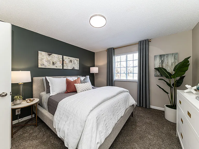 Cozy bedroom with carpet