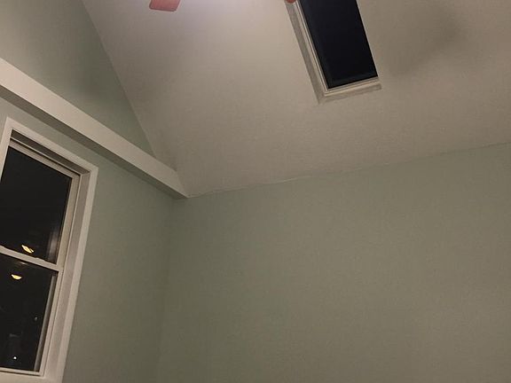 Large front bedroom with vaulted ceiling and skylight