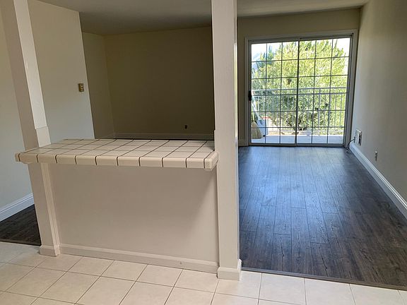 Kitchen over looks living room