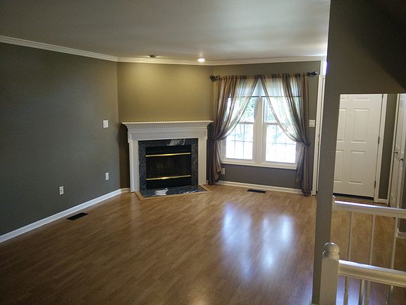 Open living room with fireplace