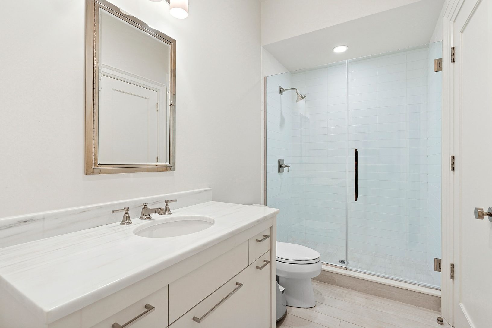 Lower level bath next to bedroom