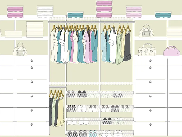 Each Loft has a distinct floorplan. Every one has Elfa shelving that you can customize.