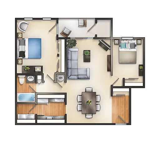 Floor plan 1 Bedroom with Den