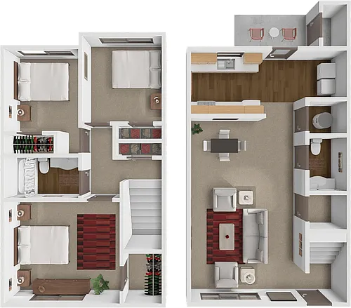 Floor plan 3 Bed 1.5 Bath Townhome