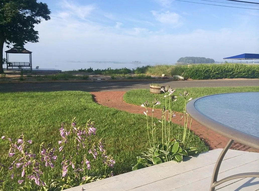 Your private beach and beach deck is just across from an outside deck off the house and a spacious green lawn - 9 Cockenoe Dr