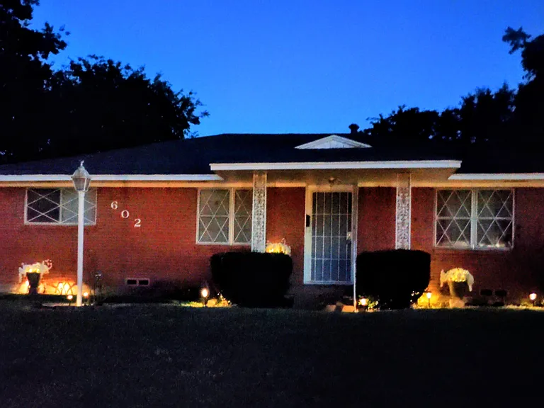 From yard with lighting