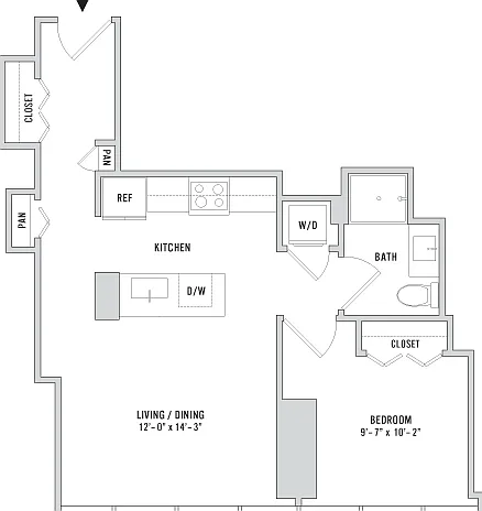 One Bedroom A09.1 - 721 Sq. Ft. - Floors 3-4 One Bedroom A09.1 - 721 Sq. Ft. - Floors 3-4