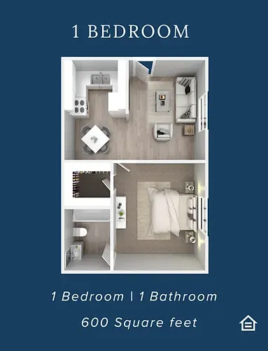 Floor plan 1 Bedroom 1 Bathroom