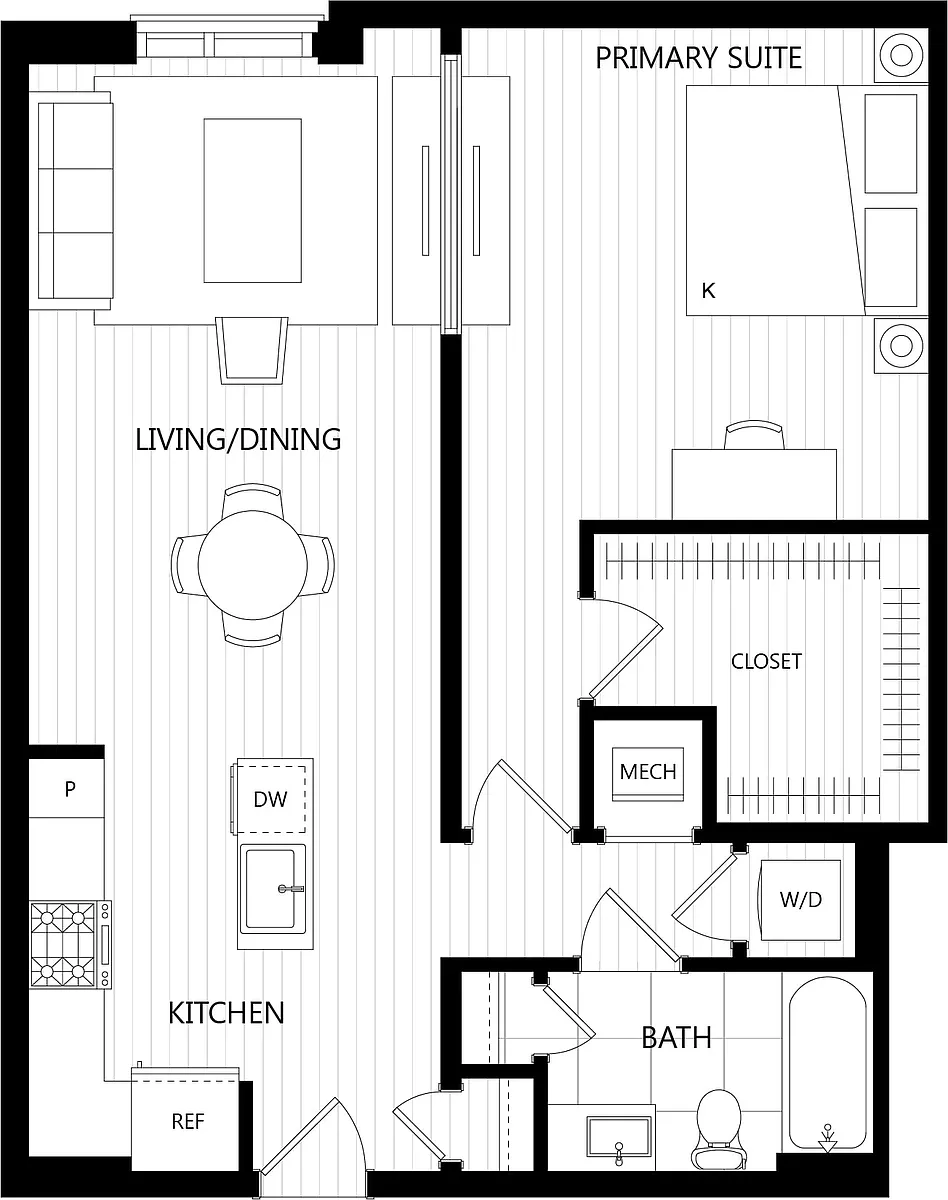 Floor plan 1 Bed/1 Bath-C26