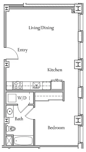 Floor plan 1 BR x 1 BA - B