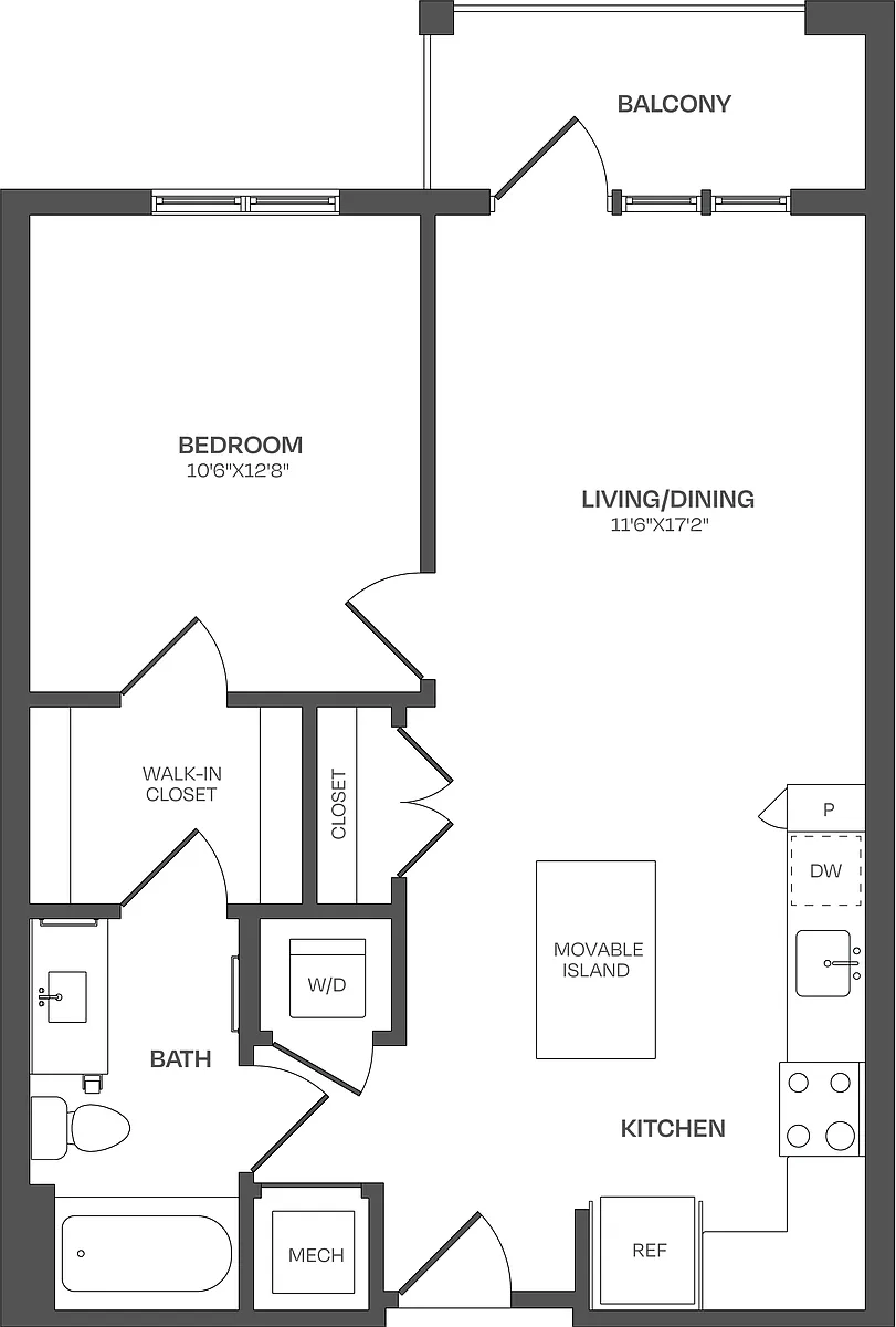 Floor plan 1 Bed/1 Bath-A12