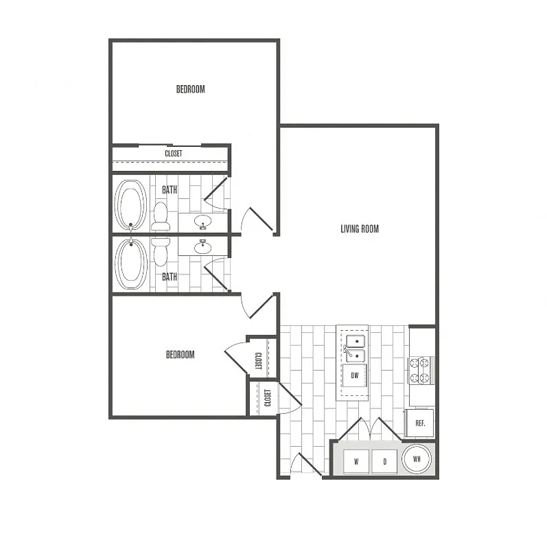 Floor plan Two-Bedroom Two-Bath