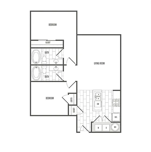 Floor plan Two-Bedroom Two-Bath