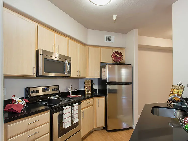Kitchen with Quartz Countertops and Stainless Steel Appliances