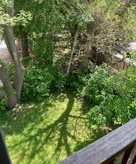 view of back yard from 3rd floor balcony