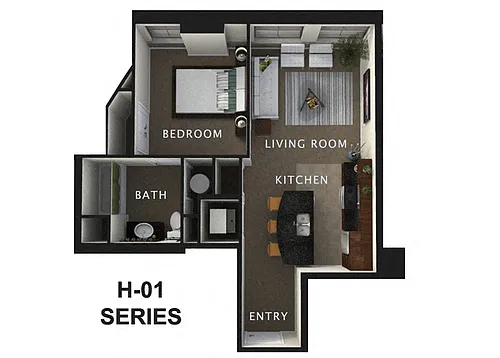 Floor plan 1 Bed 1 Bath A
