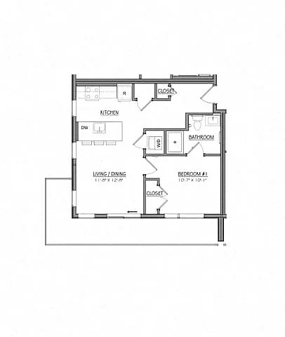 Floor plan Block A1M | 1 Bed | 1 Bath