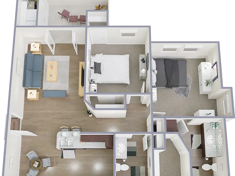 B2 | 2 Bed | 2 Bath | 987 sq ft B2 | 2 Bed | 2 Bath | 987 sq ft