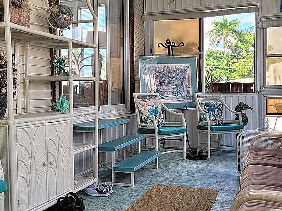 Screened lanai with sofa bed