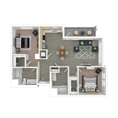 Floor plan 2 Bed 2 Bath B