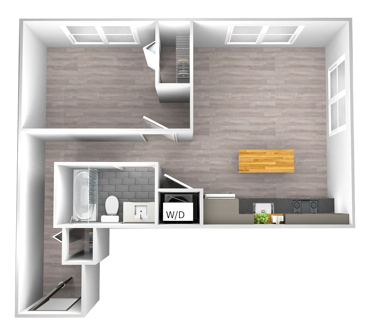 Floor plan Tier 19 (1BR/1BA)