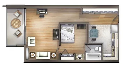 Floor plan 1 Bedroom One Bathroom - Renovated