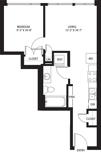 Floor plan One Bedroom A4-A