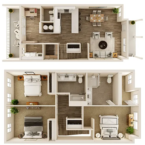 Floor plan 3 Bedroom, 2.5 Bathroom
