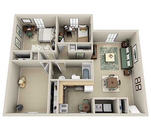 Floor plan 2 Bedroom with Den