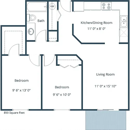 Floor plan Two Bedroom 21A