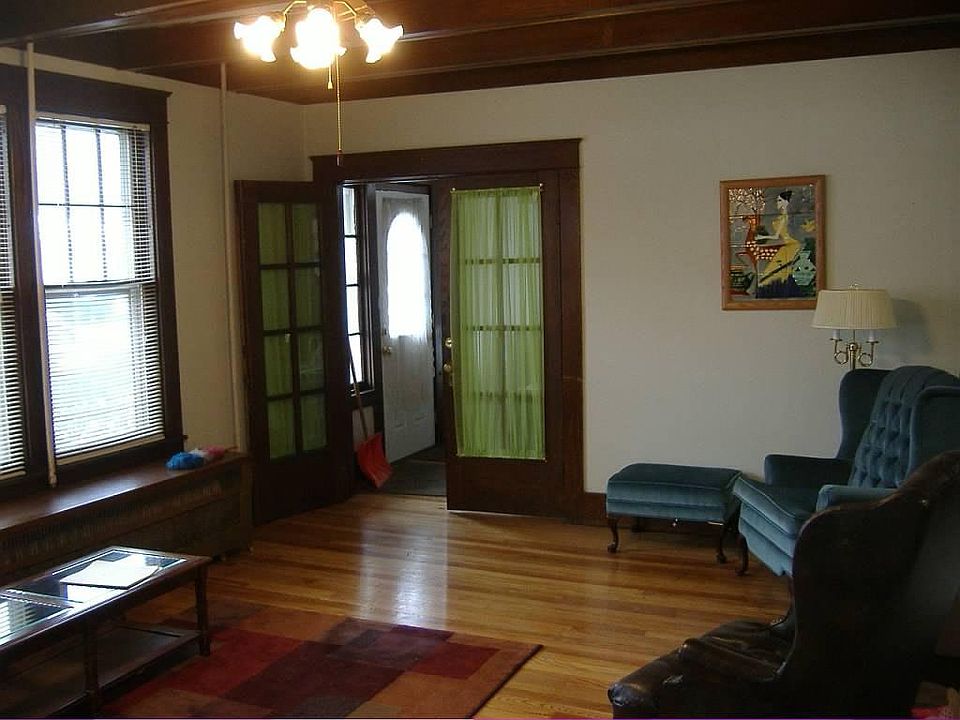 Clean, hardwood floors in family room.