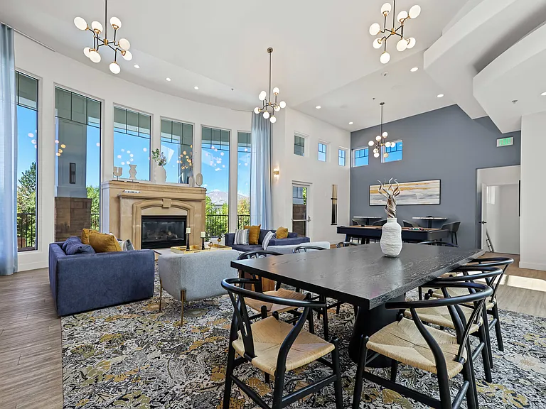 Expansive clubhouse which includes Wi-Fi, seating areas and a billiards table