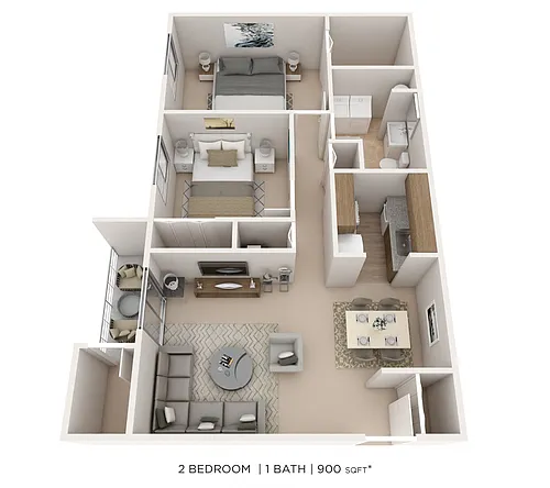 Floor plan Two Bedroom- 900 sqft